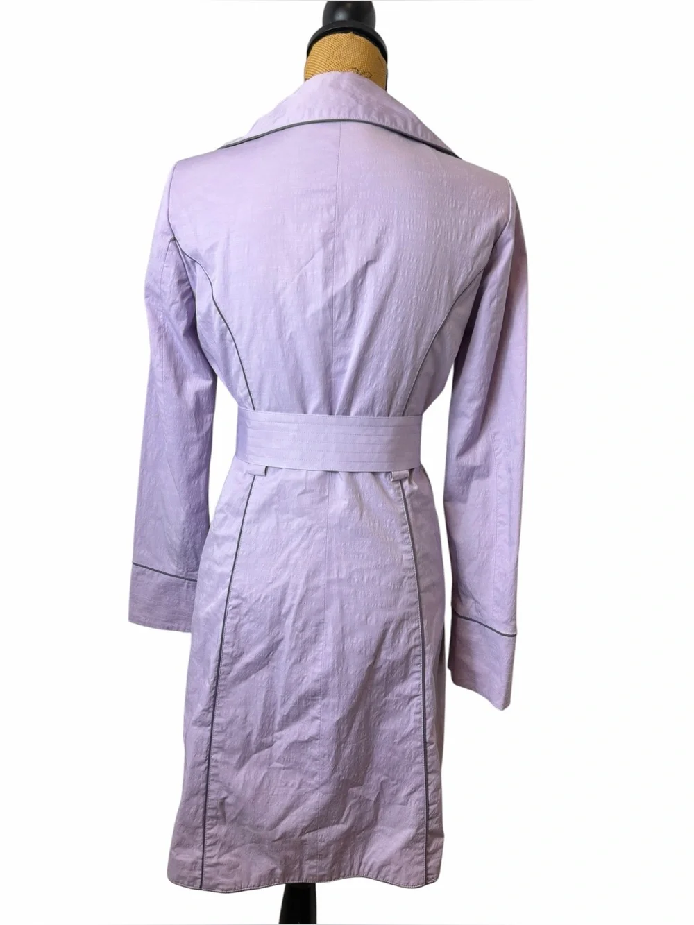 Lavender Belted Trench Coat Medium Pastel Spring Summer Jacket Lilac